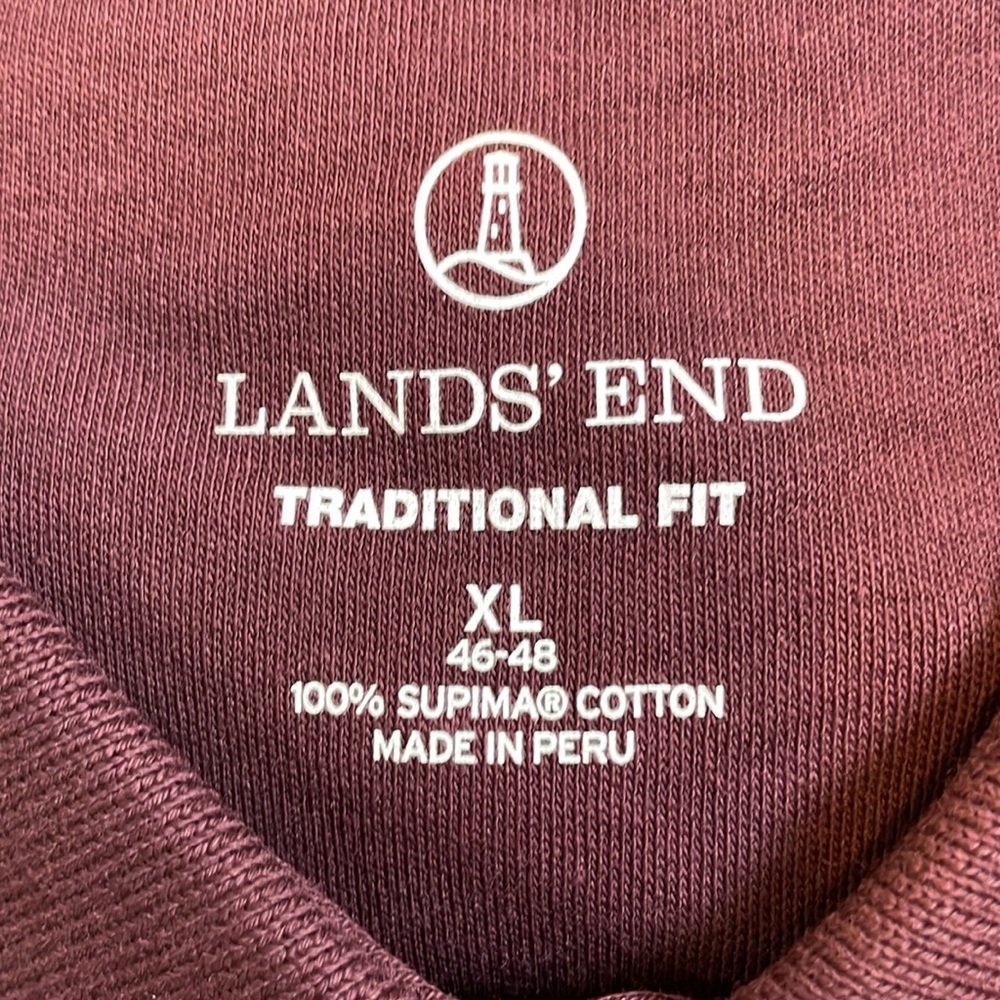 Lands’ End Cotton Polo Shirt - Burgundy - Picture 3 of 10